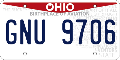 OH license plate GNU9706