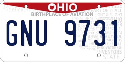 OH license plate GNU9731