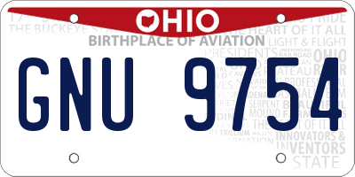 OH license plate GNU9754