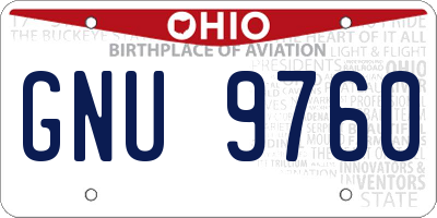 OH license plate GNU9760