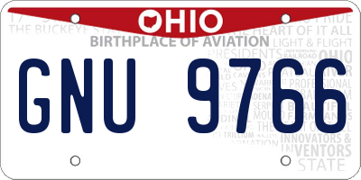 OH license plate GNU9766
