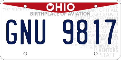 OH license plate GNU9817
