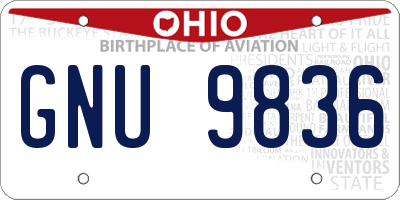 OH license plate GNU9836