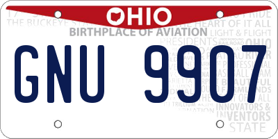 OH license plate GNU9907