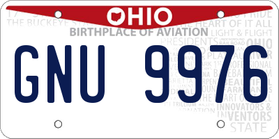 OH license plate GNU9976