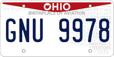 OH license plate GNU9978