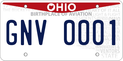 OH license plate GNV0001