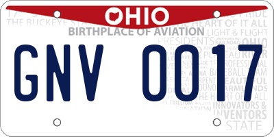 OH license plate GNV0017