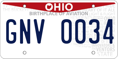 OH license plate GNV0034