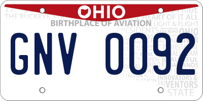 OH license plate GNV0092