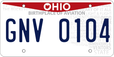 OH license plate GNV0104