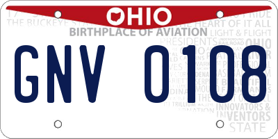 OH license plate GNV0108