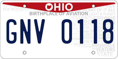 OH license plate GNV0118