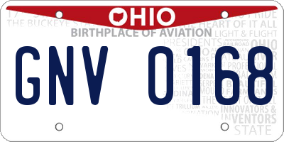 OH license plate GNV0168