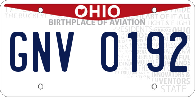 OH license plate GNV0192