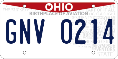 OH license plate GNV0214