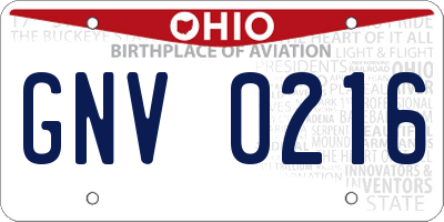 OH license plate GNV0216
