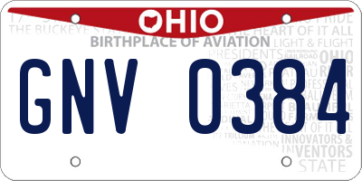 OH license plate GNV0384