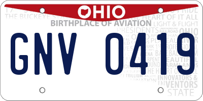 OH license plate GNV0419