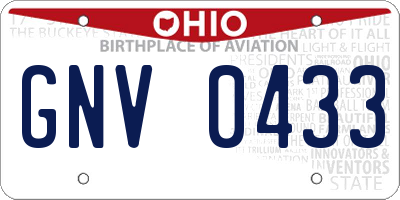 OH license plate GNV0433