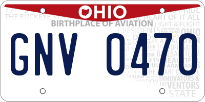 OH license plate GNV0470