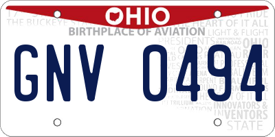 OH license plate GNV0494