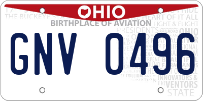 OH license plate GNV0496