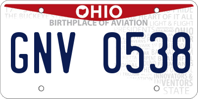 OH license plate GNV0538