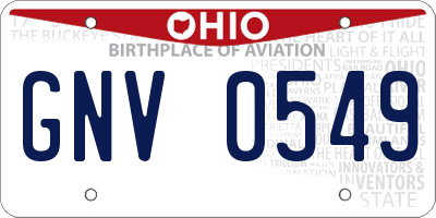 OH license plate GNV0549
