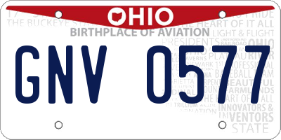 OH license plate GNV0577