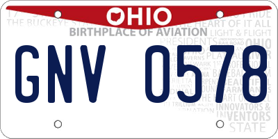 OH license plate GNV0578