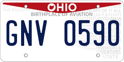 OH license plate GNV0590