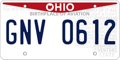 OH license plate GNV0612