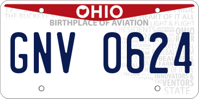 OH license plate GNV0624