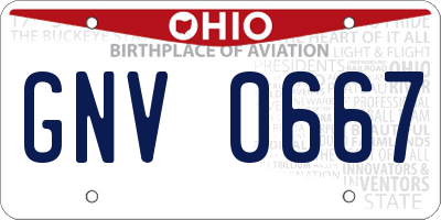 OH license plate GNV0667