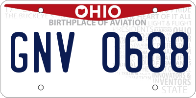 OH license plate GNV0688