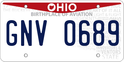 OH license plate GNV0689