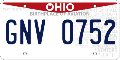 OH license plate GNV0752
