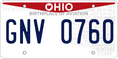 OH license plate GNV0760