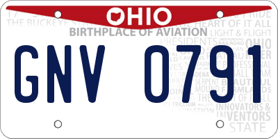 OH license plate GNV0791