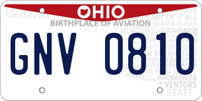 OH license plate GNV0810