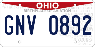 OH license plate GNV0892