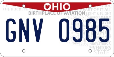 OH license plate GNV0985