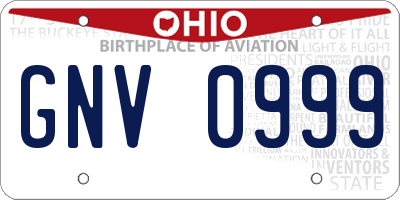 OH license plate GNV0999