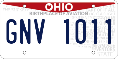 OH license plate GNV1011