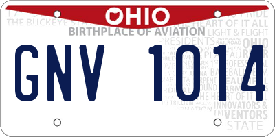OH license plate GNV1014