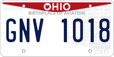 OH license plate GNV1018