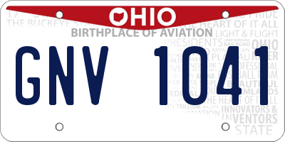 OH license plate GNV1041