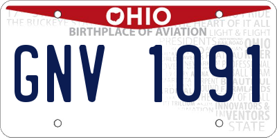 OH license plate GNV1091