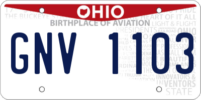 OH license plate GNV1103